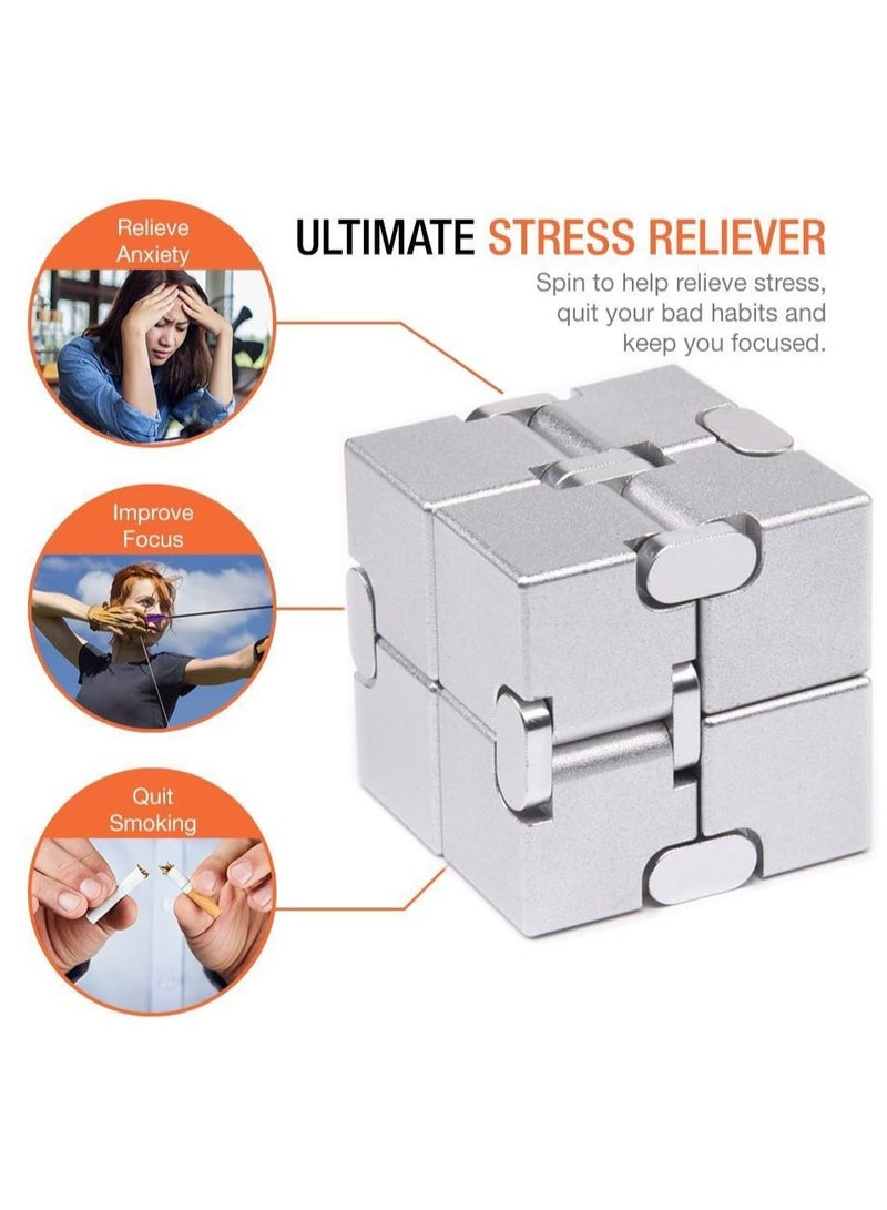 Fidget Rubik's Cube New Version Fidget Finger Toys - Metal Infinity Rubik's Cube for Stress and Anxiety Relief/ADHD, Super Durable Sensory Gift for Adults and Teens Kids (Gold) - Image 4